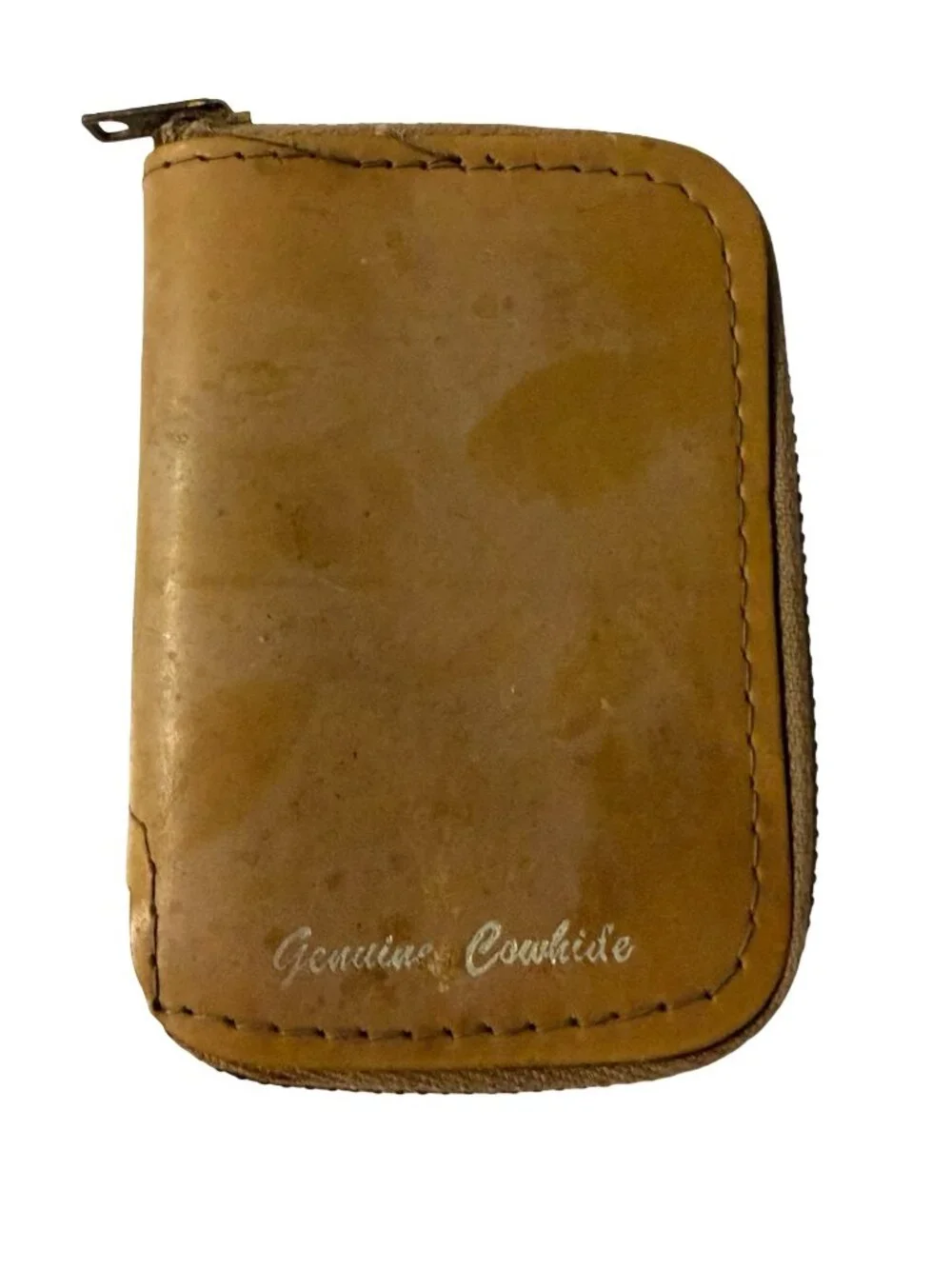 Vintage Genuine Cowhide Leather 6 Hook Key Case Wallet USA Zipper Organizer Brow